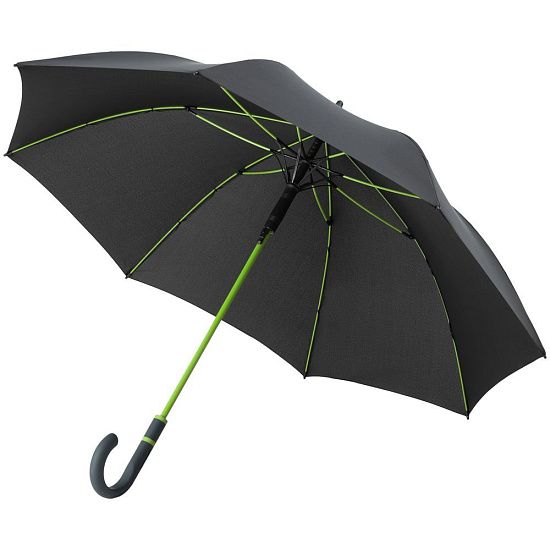 Зонт-трость с цветными спицами Color Style ver.2, зеленое яблоко, с серой ручкой - подробное фото