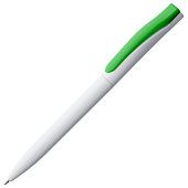 Ручка шариковая Pin, белая с зеленым - фото