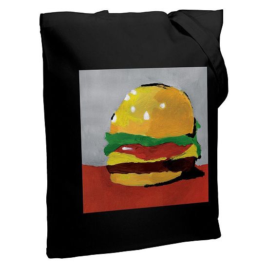 Холщовая сумка «Гамбургер», черная - подробное фото