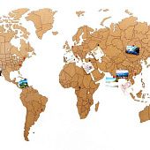 Деревянная карта мира World Map True Puzzle Large, коричневая - фото