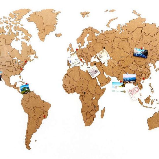 Деревянная карта мира World Map True Puzzle Large, коричневая - подробное фото