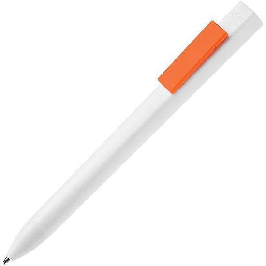 Ручка шариковая Swiper SQ, белая с оранжевым - подробное фото
