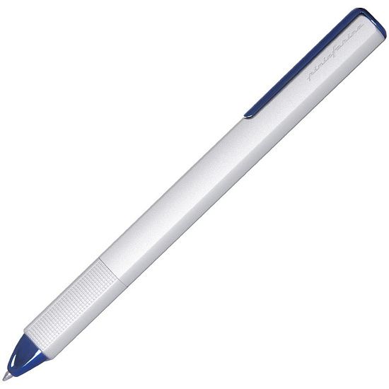 Ручка шариковая PF One, серебристая с синим - подробное фото