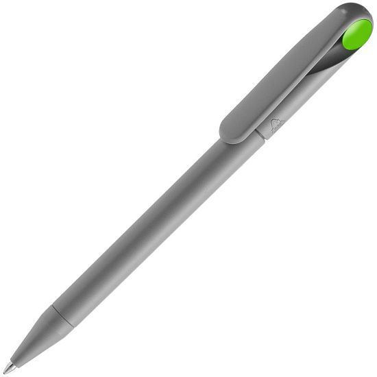 Ручка шариковая Prodir DS1 TMM Dot, серая с ярко-зеленым - подробное фото