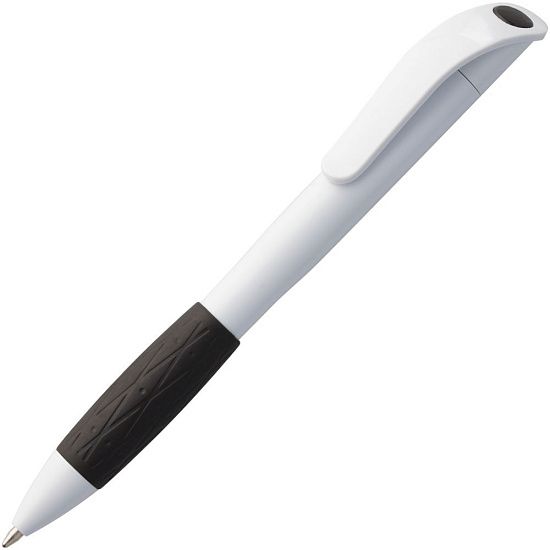 Ручка шариковая Grip, белая с черным - подробное фото