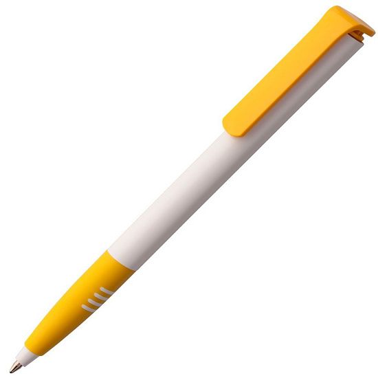 Ручка шариковая Senator Super Soft, белая с желтым - подробное фото