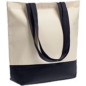 Холщовая сумка Shopaholic, темно-синяя - фото