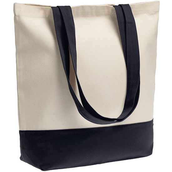 Холщовая сумка Shopaholic, темно-синяя - подробное фото