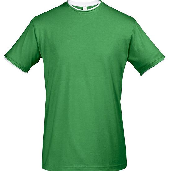 Футболка мужская с контрастной отделкой MADISON 170, ярко-зеленый/белый - подробное фото