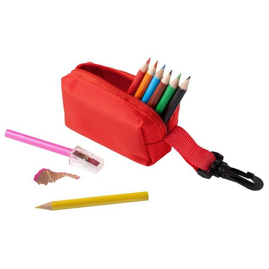 Набор Hobby с цветными карандашами и точилкой, красный - подробное фото