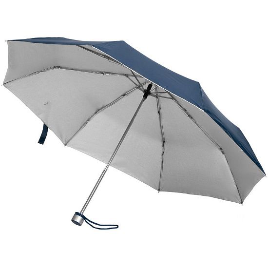 Зонт складной Silverlake, синий с серебристым - подробное фото