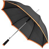Зонт-трость Highlight, черный с оранжевым - фото
