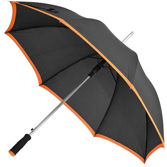 Зонт-трость Highlight, черный с оранжевым - подробное фото