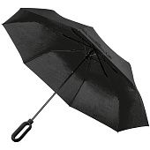 Зонт складной Hoopy с ручкой-карабином, черный - фото