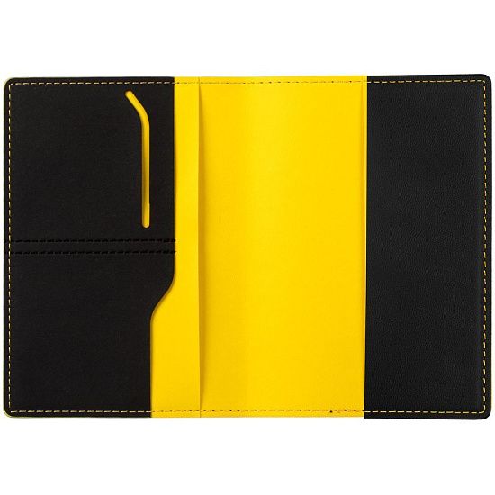 Обложка для паспорта Multimo, черная с желтым - подробное фото