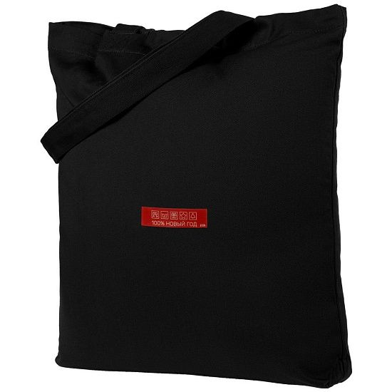Холщовая сумка «100% Новый год», черная - подробное фото