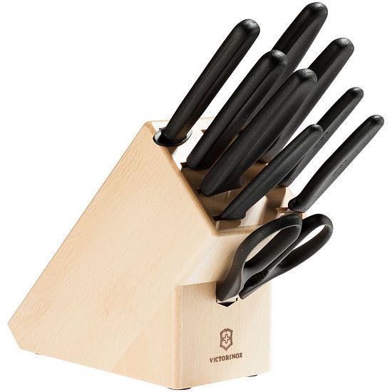 Набор ножей Victorinox Standart в деревянной подставке с ножницами - подробное фото