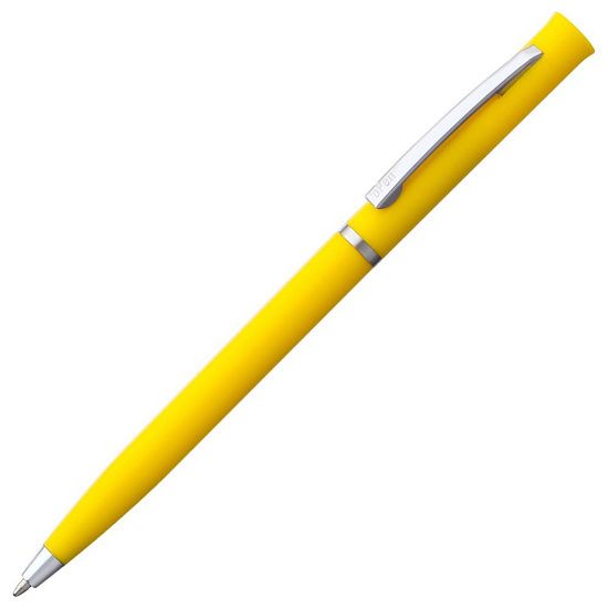 Ручка шариковая Euro Chrome, желтая - подробное фото