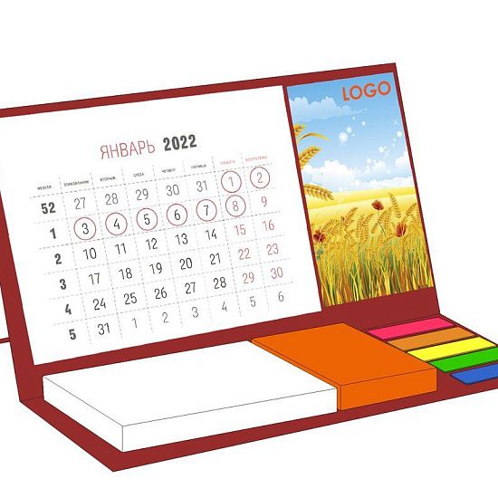Календарь настольный на заказ Sticky, с блоком 50 листов - подробное фото