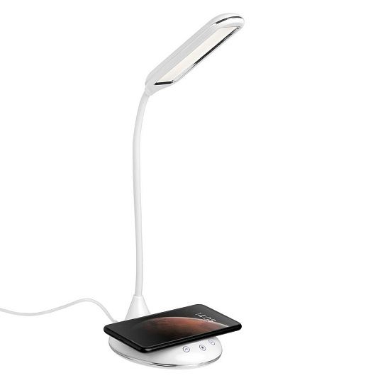 Лампа с беспроводной зарядкой Bright Helper, белая - подробное фото