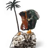 Часы «Пальмовый рай» из яшмы с бронзой - фото