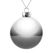 Елочный шар Finery Gloss, 10 см, глянцевый серебристый - фото