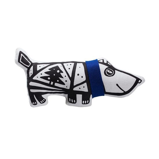 Игрушка «Собака в шарфе», малая, белая с синим - подробное фото