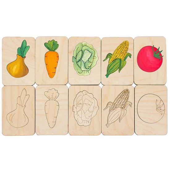 Карточки-раскраски Wood Games, овощи - подробное фото