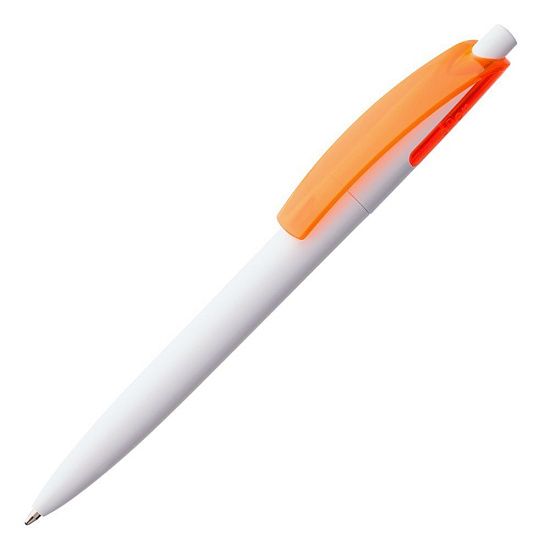 Ручка шариковая Bento, белая с оранжевым - подробное фото