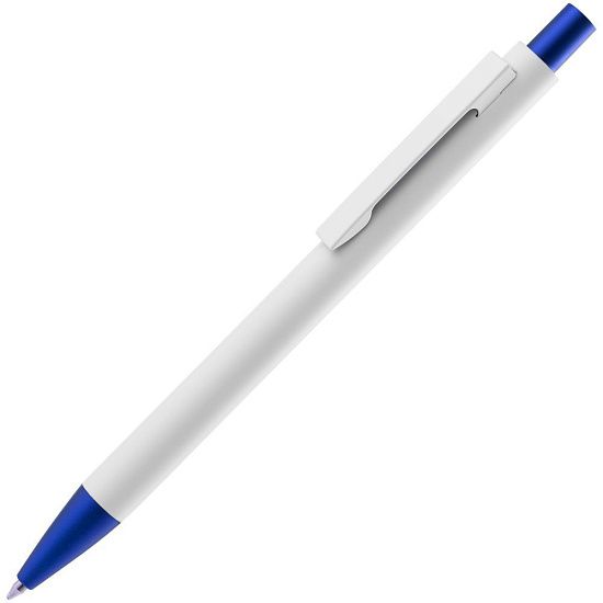 Ручка шариковая Chromatic White, белая с синим - подробное фото