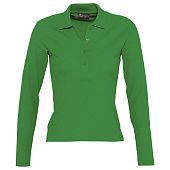 Рубашка поло женская с длинным рукавом PODIUM ярко-зеленая - фото