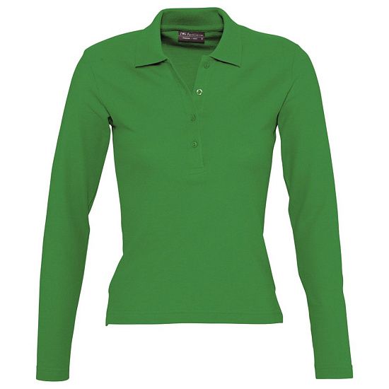 Рубашка поло женская с длинным рукавом PODIUM ярко-зеленая - подробное фото