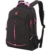 Рюкзак школьный Swissgear, черный с розовым - фото