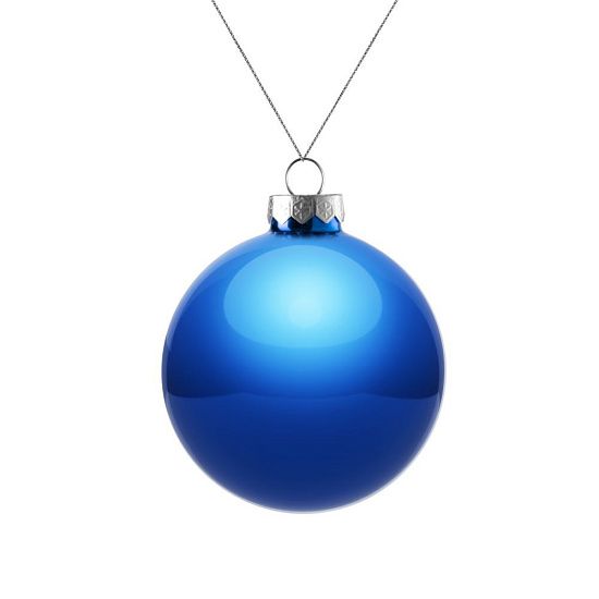 Елочный шар Finery Gloss, 8 см, глянцевый синий - подробное фото
