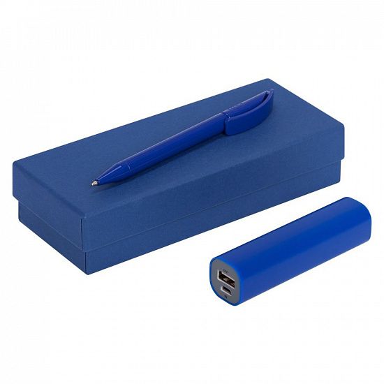 Набор Couple: аккумулятор и ручка, синий - подробное фото
