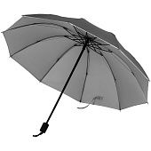 Зонт-наоборот складной Silvermist, черный с серебристым - фото