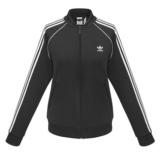 Куртка тренировочная женская на молнии SST TT, черная - подробное фото