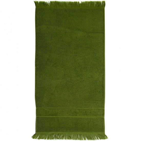 Полотенце Essential с бахромой, оливково-зеленое - подробное фото