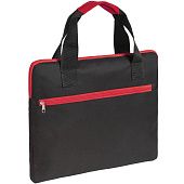 Конференц-сумка Unit Сontour, черная с красной отделкой - фото