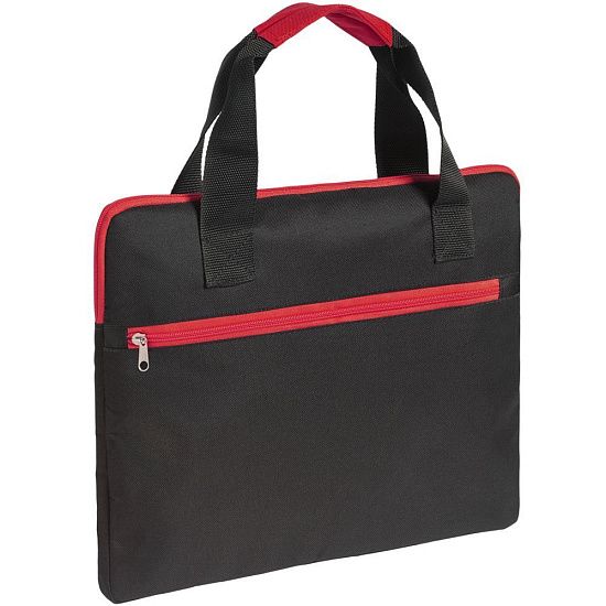 Конференц-сумка Unit Сontour, черная с красной отделкой - подробное фото