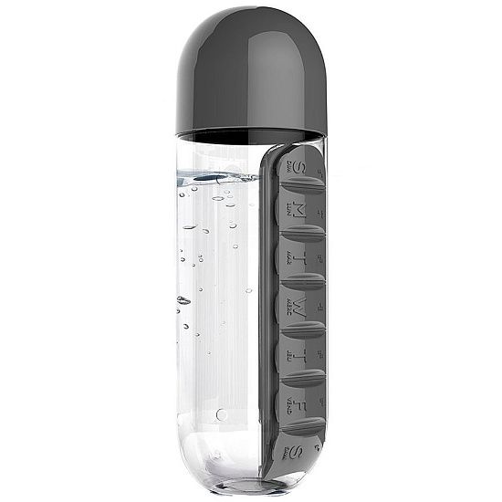 Бутылка с таблетницей In Style, черная - подробное фото
