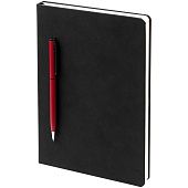 Ежедневник Magnet Chrome с ручкой, черный c красным - фото