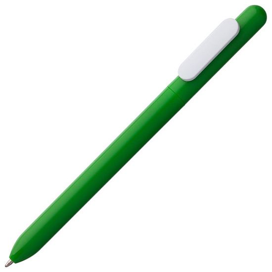 Ручка шариковая Slider, зеленая с белым - подробное фото