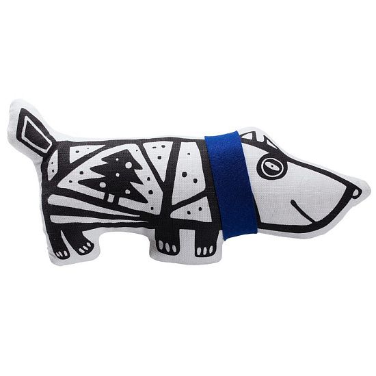 Игрушка «Собака в шарфе», большая, белая с синим - подробное фото