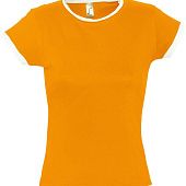 Футболка женская MOOREA 170, оранжевая с белой отделкой - фото