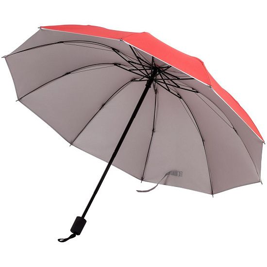 Зонт-наоборот складной Silvermist, красный с серебристым - подробное фото