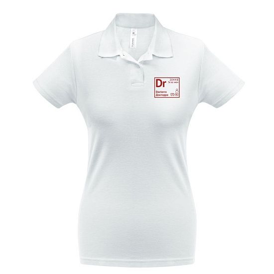 Рубашка поло женская «Разделение труда. Докторро», белая - подробное фото