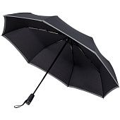 Зонт складной Gear, черный с темно-серым - фото