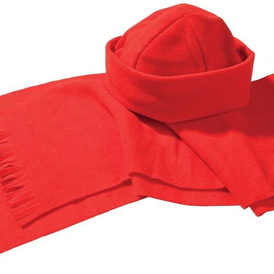 Комплект Unit Fleecy: шарф и шапка, красный - подробное фото
