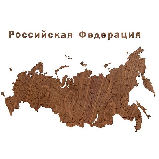 Деревянная карта России с названиями городов, орех - подробное фото